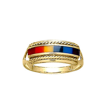 Rainbow Color Inlay Solid Gold Ring GTR164 - Jewelry